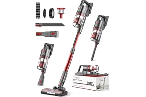 Fykee Cordless Vacuum Cleaner, Cordless Vacuums with 85,000PRM Brushless Motor and 2000mAh Battery, Wireless Vacuum Cleaner has 2 Adjustable Suction and Up to 35 Mins Runtime (Dark Red)