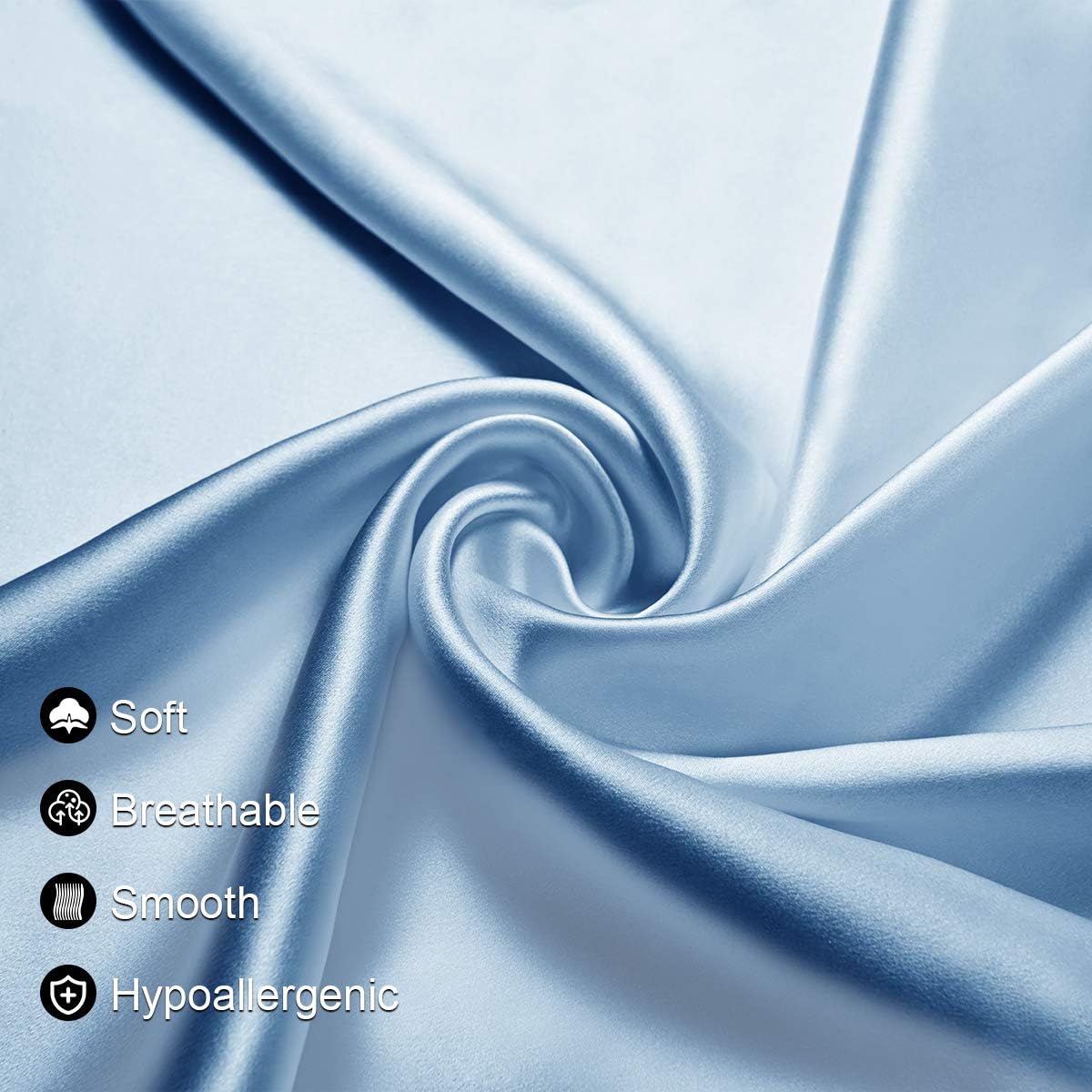 Asmork 100% Mulberry Silk Pillowcase for Hair and Skin, Both Side 22mm Natural Silk Pillowcase Cover, Hidden Zipper, Comfortable & Luxury, 1PC (Light Blue, Standard 20''×26''): Kitchen & Dining