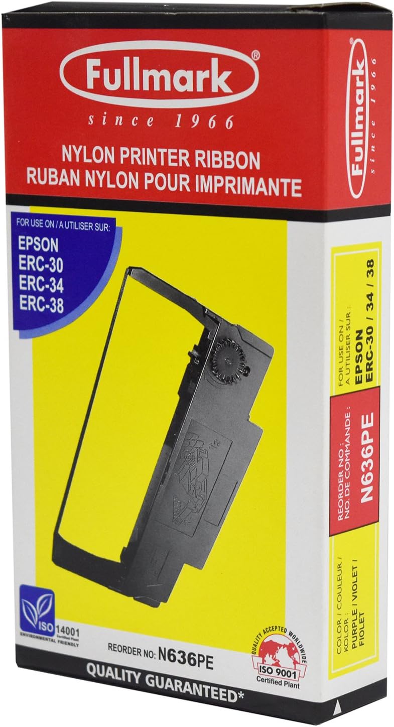 Fullmark N636PE Nylon Printer Ribbon Compatible Replacement for Epson ERC30 / 34/38, Purple, 20-Pack