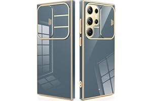 CAPRARO for Samsung Galaxy S24 Ultra Case with Camera Cover, [1x Screen Protector & Slide Camera Cover] Military Grade Shockproof Protective Phone Case for S24 Ultra Case 6.8", Grey Green