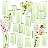 24Pcs Bud Vases Set, Glass Flower Vase for Centerpieces, Small Vases for Flowers, Decor Centerpiece for Bathroom, Decorative Vases for House Warming(Green)