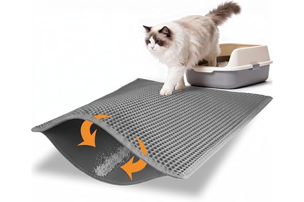 Pieviev Cat Litter Mat Trapper - 76 x 61cm Honeycomb Double Layer Tapis Litiere Chat -Traps Messes, Easy Clean and Durable (G