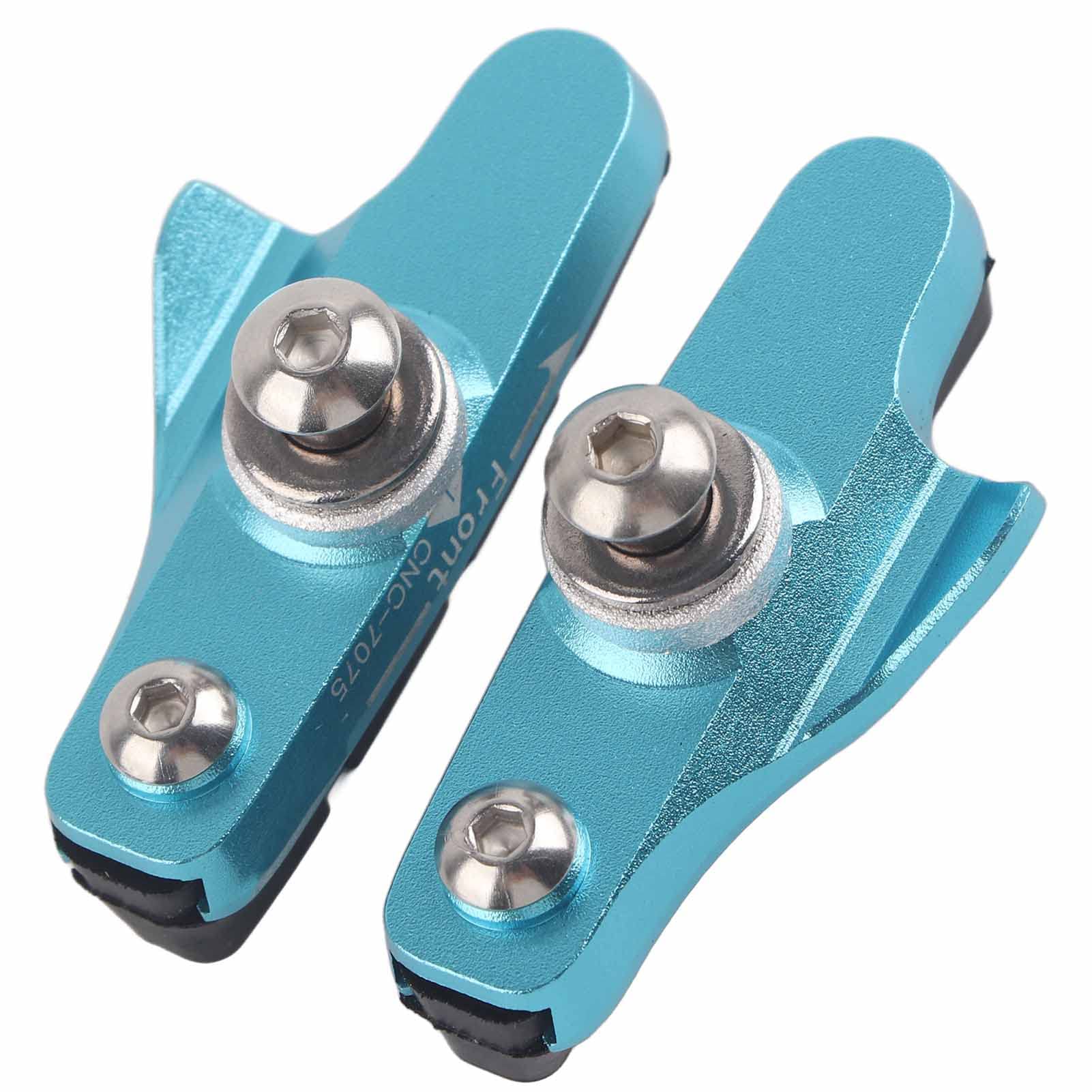 Keenso Aluminium Alloy Mountain Bike Brake Pads, Drawer Style Road Brake Shoes, Blue For Mountain Biking, Road Cycling, and Trail Riding