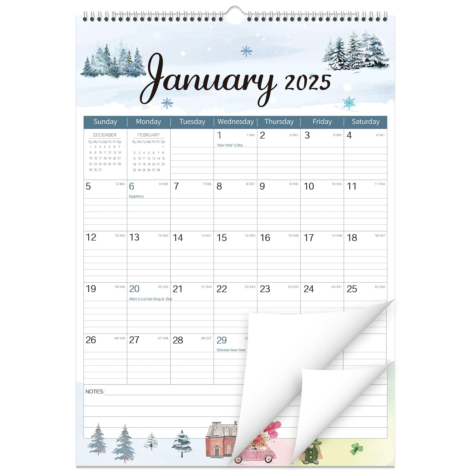 Snapklik.co : GuassLee 2025 Wall Calendar - 18 Onths Hanging Calendar Fro Jan 2025 To Jun