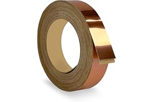 UNMAR Mirror Copper PVC 1 1/2 inch x 25 ft Edge Banding Peel Stick Tape Adhesive Metal Edging Veneer Aluminum Trim Flexible Strip Molding MDF Wood Cabinet Laminate Shelf Furniture Countertop Formica Plywood