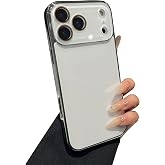 Caseative for iPhone 17 Pro Max Case, White | Solid Color Electroplated Frame with Crystal Camera Lens Protection