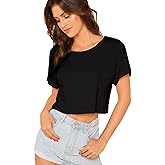 SweatyRocks Women's Short Sleeve Tie Dye Crop Top Crew Neck Casual T Shirts