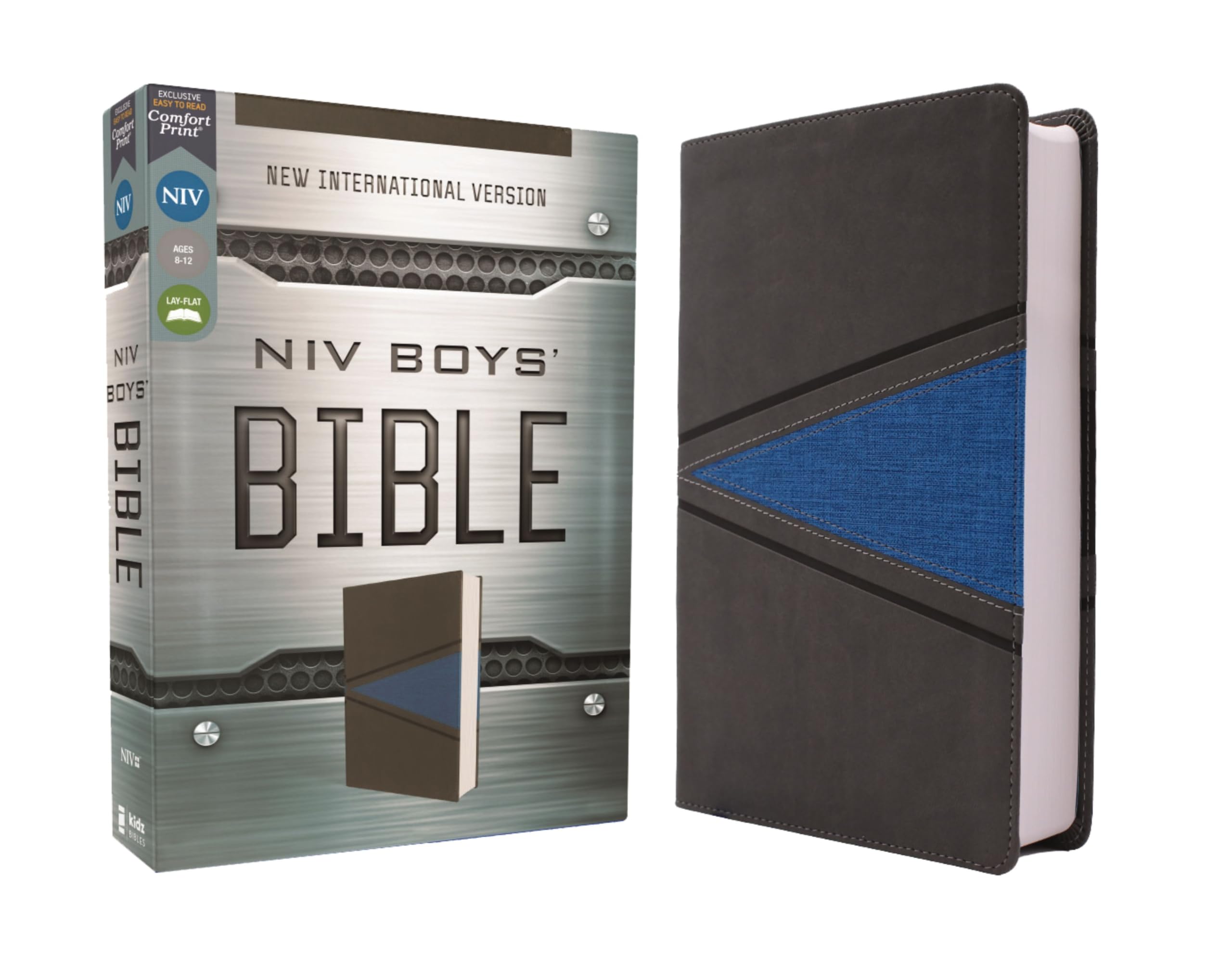NIV, Boys' Bible, Leathersoft, Gray/Blue, Comfort Print NIV, Boys' Bible, Leathersoft, Gray/Blue, Comfort Print Imitation Leather