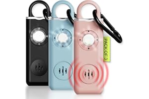Weten Personal Safety Alarm for Women - 130dB Loud Panic Siren Keychain 3 Pack - Rape Whistle - LED Light, Carabiner Clip, Low Battery Alert, USB-C Charging Self Defense Alarm (Black Pink Blue)