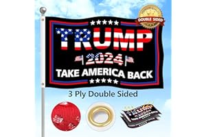 JOWHOL Trump 2024 Flag 3x5 FT Double Sided 3 Ply President Trump Flag Take America Back Banner Indoor Outdoor Heavy Duty With Clear Vivid Patriotic Colors Design UV & Fade Resistant 2 Brass Grommets