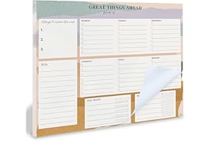 Nook Theory 8.5" x11" Weekly Task Planner Pad Tear Off - 52 Pages Undated To Do List Notepad, Full Year Productivity Planning Pad for Study and Work Desk (Cutout)