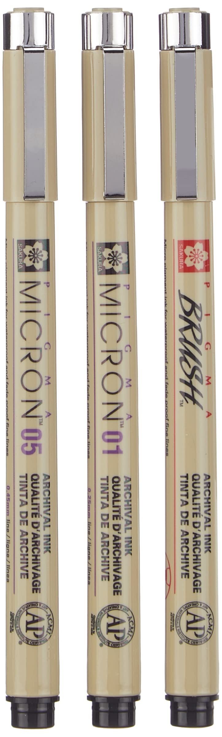 Sakura 1 and 5 Pigma Micron - Pack of 3