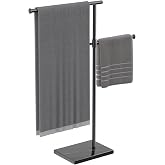 ReTang Free Standing Towel Rack for Bathroom, Swivel Bar Marble Stand | 40" Tall 360&deg; rotating adjustable height towel holder with heavy marble base, rustproof 304 stainless steel floor stand