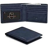 RUNBOX Wallet for Men Slim Leather Bifold RFID Blocking Minimalist Front Pocket Design with Gift Box