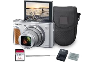 Canon PowerShot SX740 HS Digital Camera (Silver) – 20.3MP, 40x Optical Zoom, 4K UHD Video, Wi-Fi & Bluetooth, Compact Travel Point & Shoot (2956C001) + Bag + 64GB Memory Card