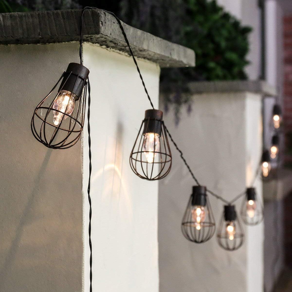 Solar Caged String Lights,KINGCOO Waterproof Hanging 10LED Metal Solar