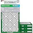 Filterbuy 16x24x2 Air Filter MERV 8 Dust Defense (4-Pack), Pleated HVAC AC Furnace Air Filters Replacement (Actual Size: 15.38 x 23.38 x 1.75 Inches)