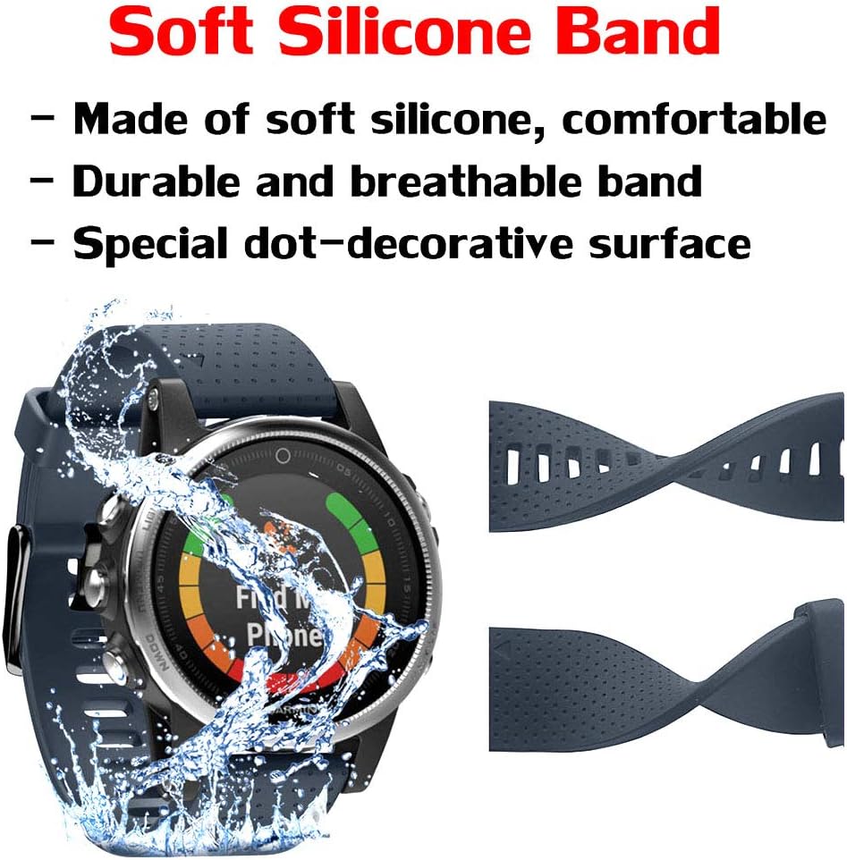 NotoCity Fenix 5S Strap 20mm Width Easy Fit Soft Silicone Watch Band With Silver Color Metal Buckle for Fenix 5S - Image 4