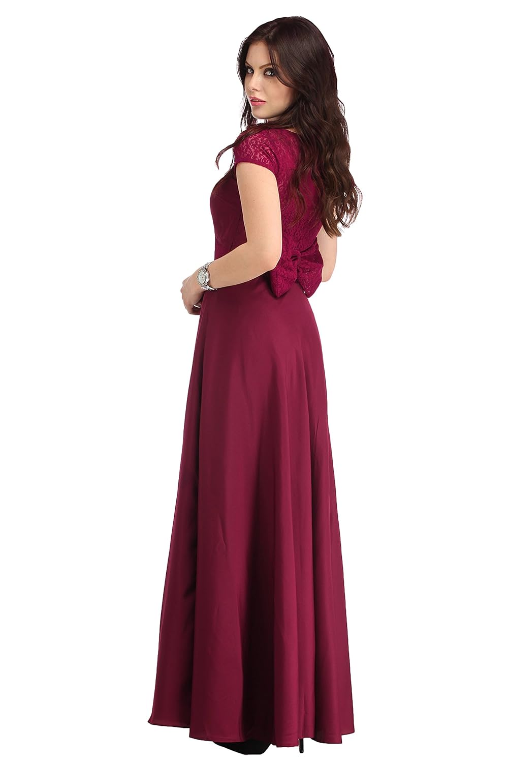 raas pr&ecirc;t women's crepe flared gown