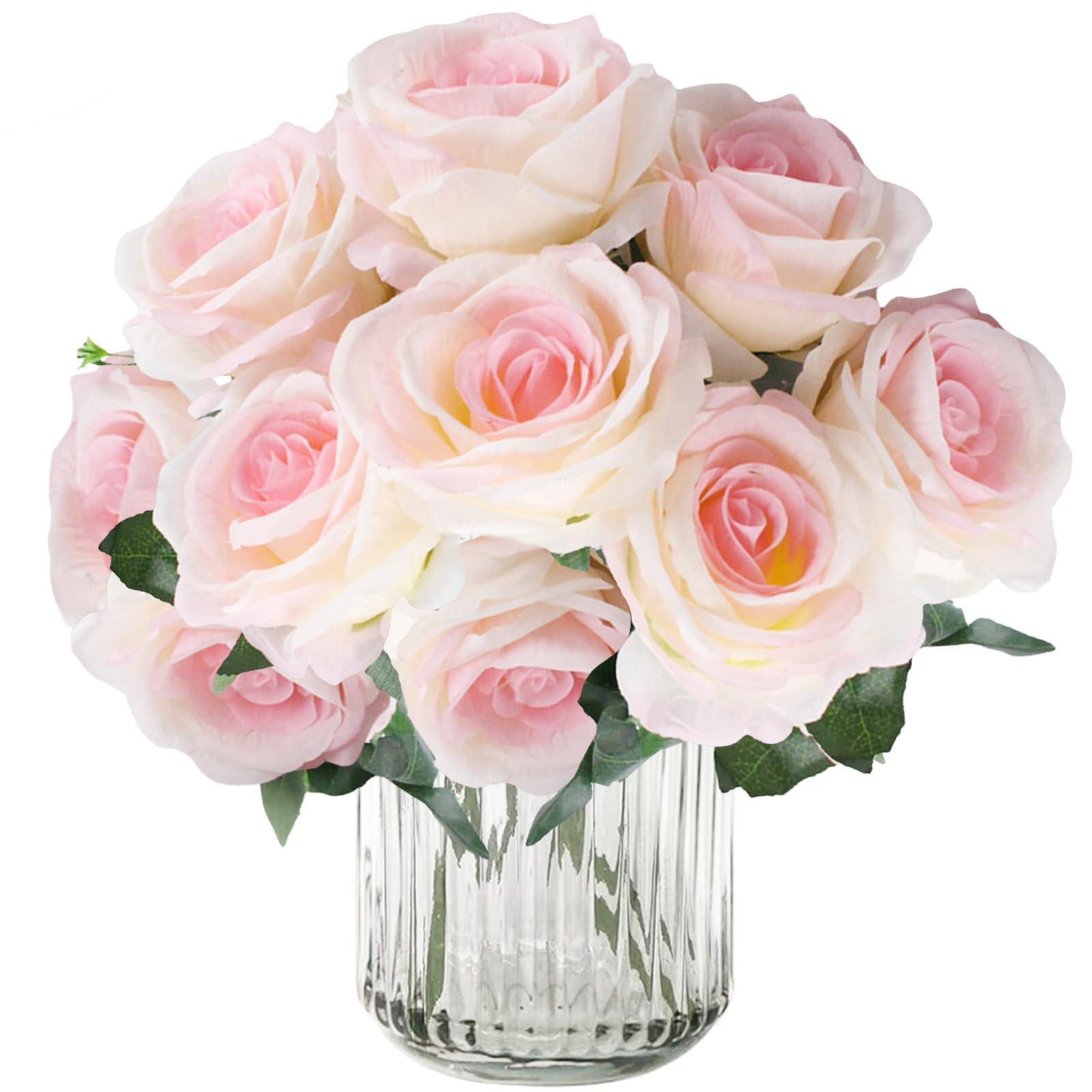 astylishome Artificial Flowers Outdoor 10 Pcs Pink Roses Flower Fake Rose with Stem for Wedding Bridal Bouquets Party Centerpieces Crafts DIY Home Decoration 1203