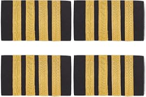 MAYJOYDIY 2 Pairs Professional Pilot Uniform Epaulets, Four Bars Captain Shoulder Boards Insignia Sliders Cosplay Epaulette S