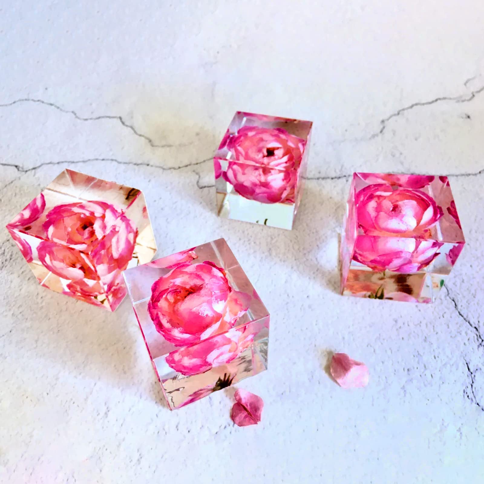 BABORUI 8Pcs Large Square Resin Molds Silicone, Upgraded Cube Silicone Molds for Resin Casting with Wooden Support, Square Epoxy Resin Molds for Home Decor, Flowers Preservation