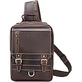 Polare Full Grain Leather Shoulder Backpack Travel Rucksack Sling Bag Messenger Crossbody Bag Daypack