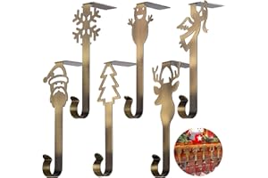 Ripeng6 Pieces Christmas Stocking Hanger for Mantel Christmas Mantel Decorations Fireplace Holder Clips Xmas 6 Styles Stockin