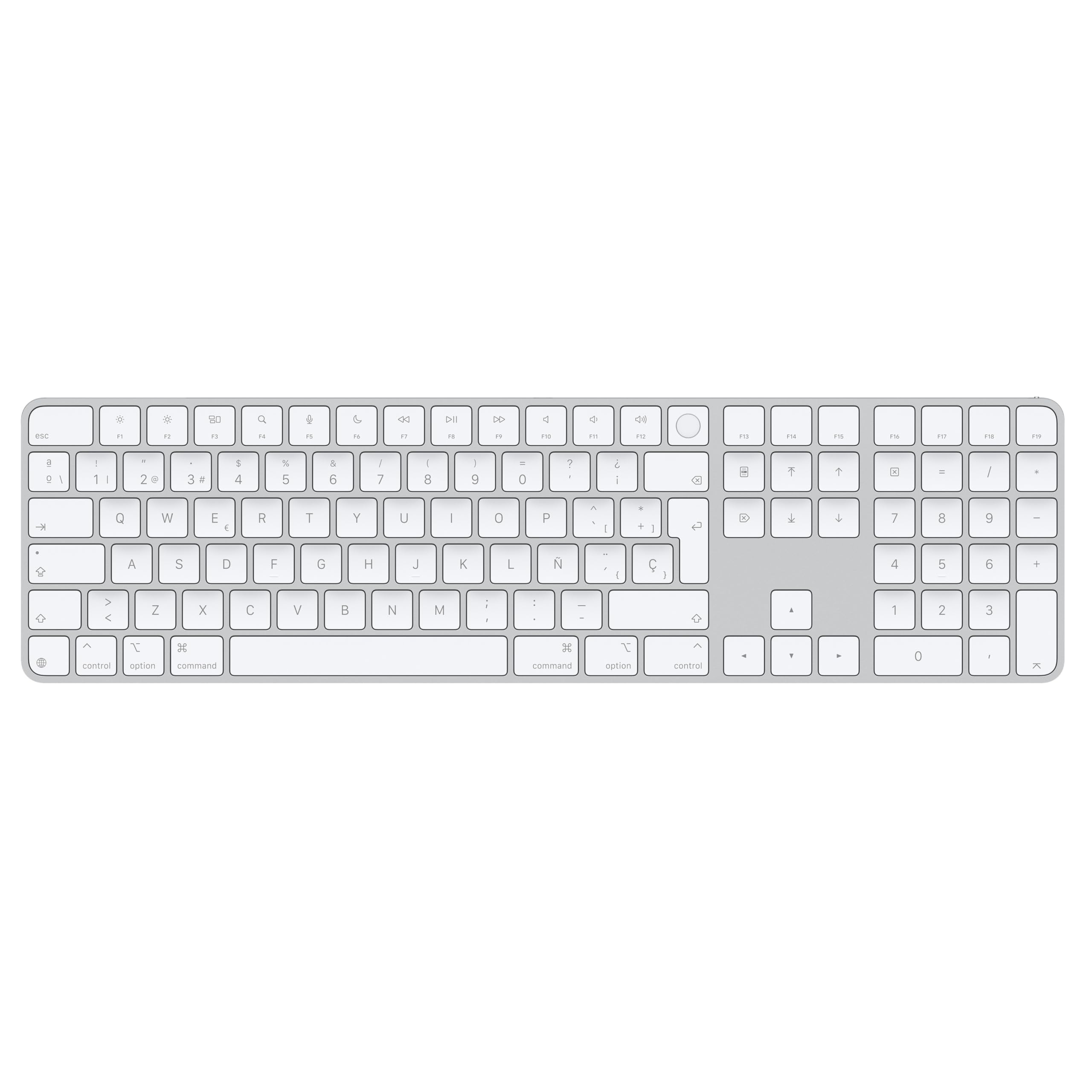 Apple Magic Keyboard mit Touch ID und Ziffernblock für Mac Modelle mit Apple Chip – Spanisch – Weiße Tasten ​​​​​​​