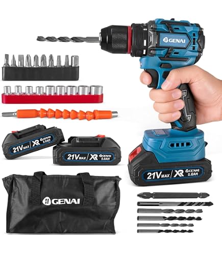 Furadeira e Parafusadeira de Impacto 21V com 2 Baterias, com Bolsa