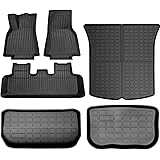 SUPER LINER All Weather Floor Mats for Tesla Model Y 2020 2021 Custom Fit TPE Car Floor Mats Cargo Liner Rear Cargo Tray Trun