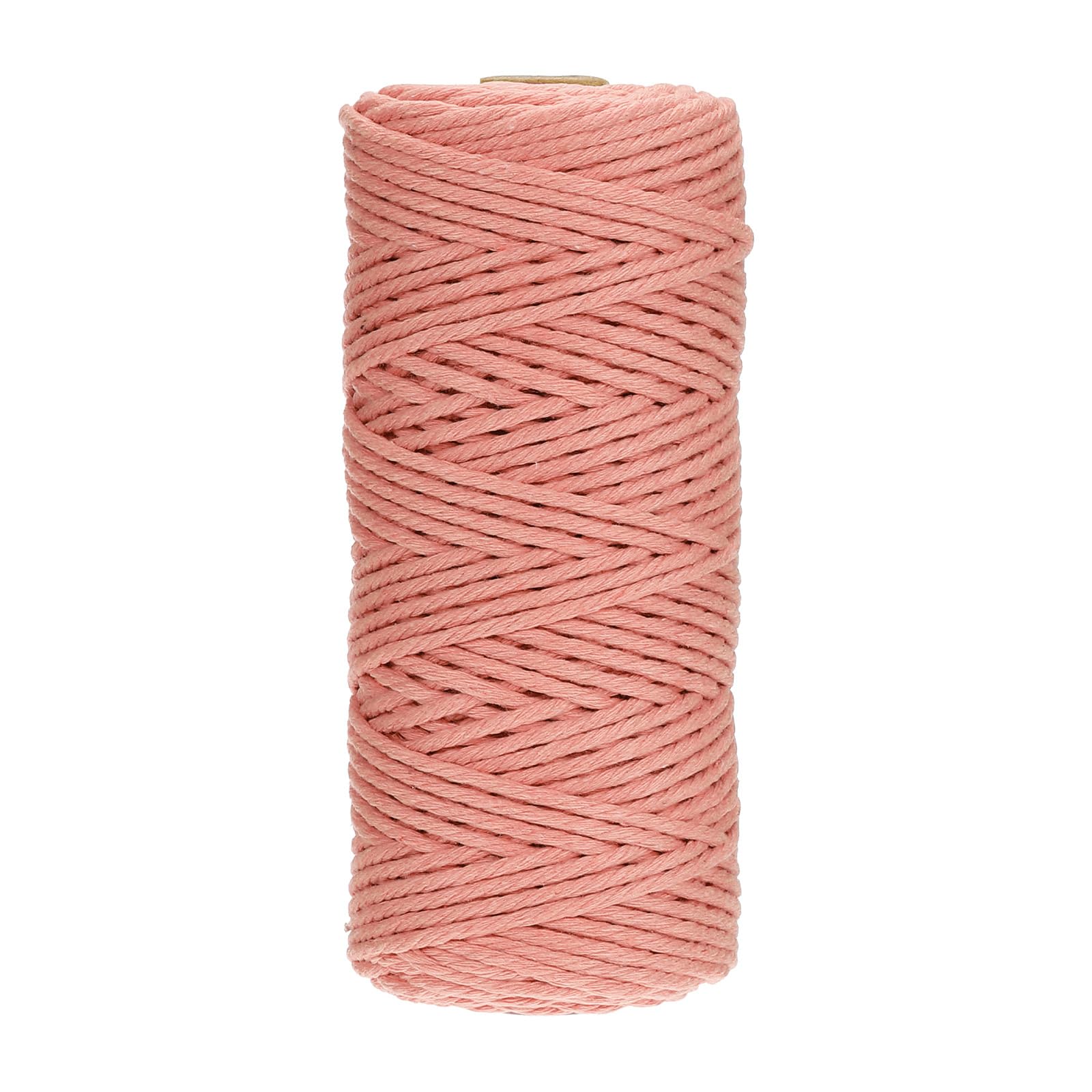 PATIKIL 4mm x 109 Yard Macrame Cord, Soft Cotton Colored Macrame Yarn String 4 Strand Twisted for Wall Hanging Plant Hanger Dreamcatcher DIY Knitting Supplies, Pink