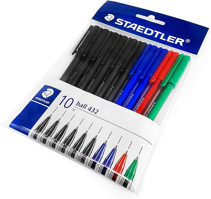 Staedtler Ball 432 Ballpoint Pens Stick Pens Medium Essential Pack