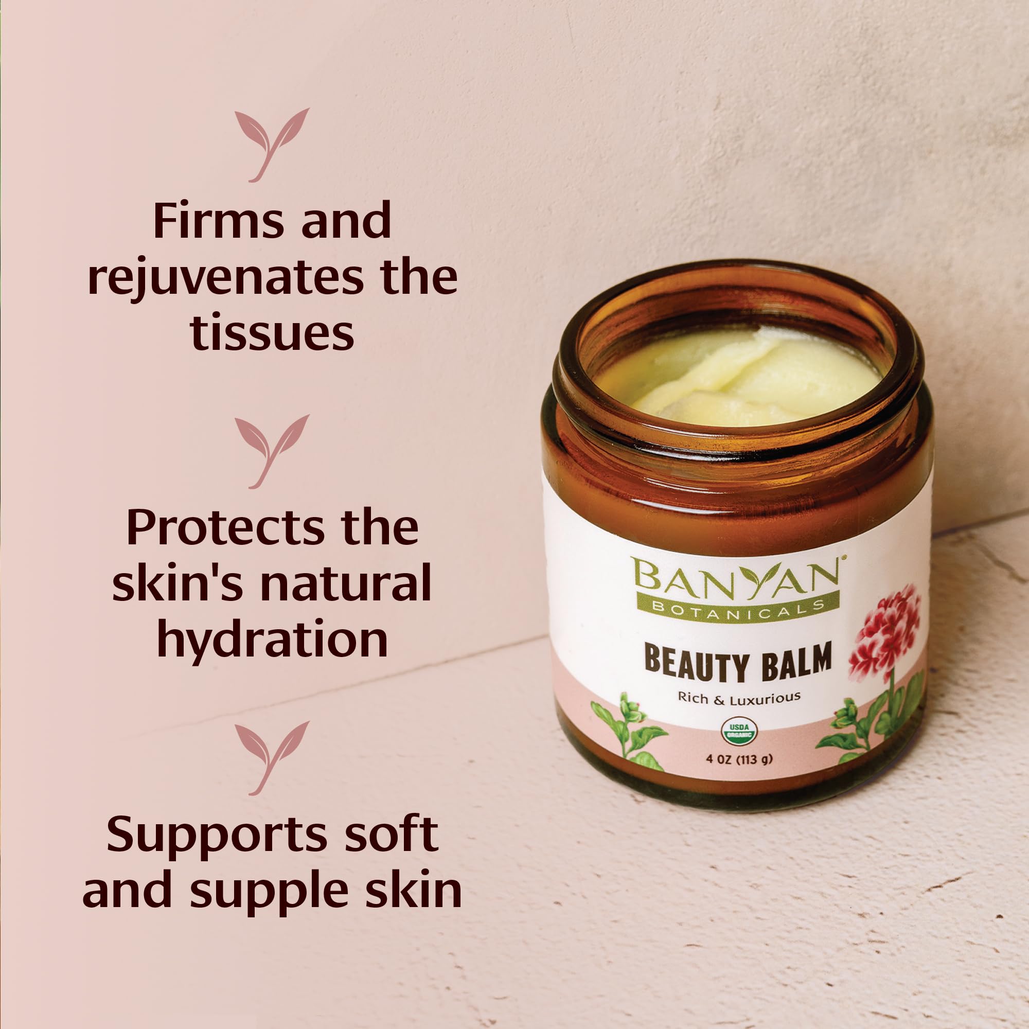 Banyan Botanicals Beauty Balm - USDA Certified Organic, 4 oz - Shatavari & Rose Geranium to Moisturize & Soften Skin