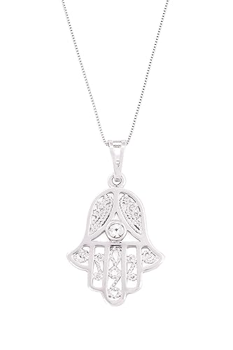 Remi Bijou - Wunderschöne Halskette Anhänger - Fatimas Hand Hamsa - Silber Farbe