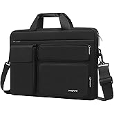 MOSISO Laptop Shoulder Bag 15.6 inch, 15-15.6 inch Computer Bag Compatible with MacBook Pro 16 inch, HP, Dell, Lenovo, Notebook with 2 Raised&1 Flapover&1 Horizontal Pocket&Handle&Belt, Black