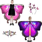 LYL. Ling Halloween Costumes for Kids, Double-Sided Butterfly Wings, Butterfly Costume for Girls, 3PCS Fairy Wings Set.
