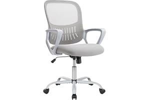 SMUG Office Chair, Mid Back Computer Ergonomic Mesh Desk with Larger Seat, Executive Height Adjustable Swivel Task with Lumbar Support and Armrests for Women Adults