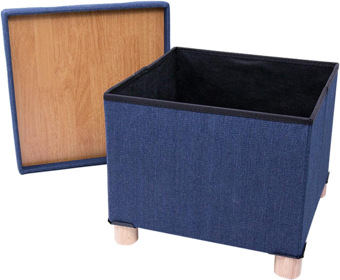 YXlle Home Folding Ottoman Storage Box with Lids Pouffe Footstool