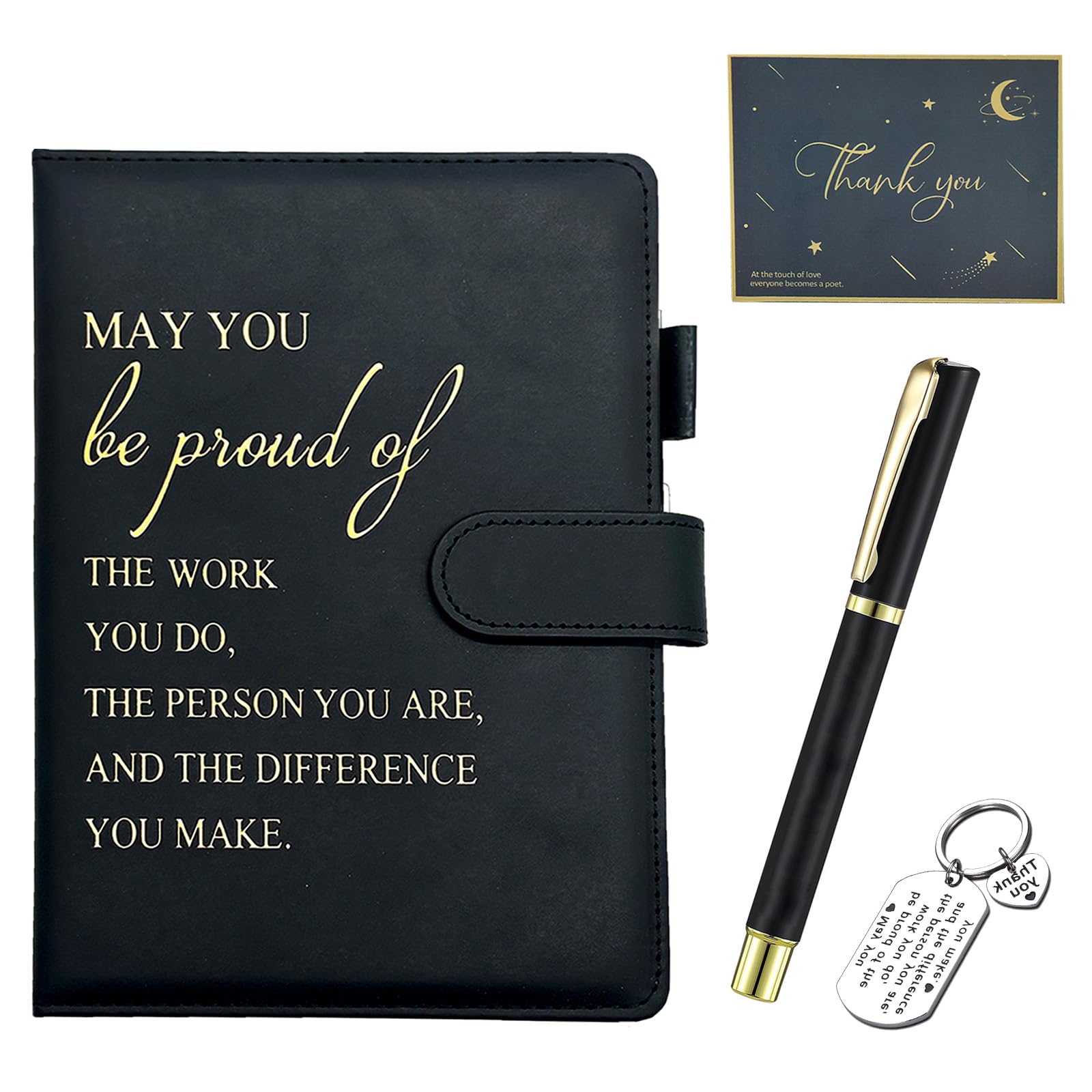 TourKing Notebook and Pen Set - A5 Leather Journal & Metal Pen, Inspirational Employee Appreciation Gift for Coworker, Teacher, Volunteer, Office, Christmas, Thanksgiving
