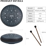 LEKATO Handpan Drum 6 Inch 11 D Notes Navy with Carry Bag view 7