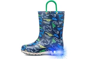 HugRain Light Up Rain Boots for Little Kids