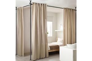 DIOVPLX Room Divider, Curtain Rods No Drilling for Space Partitions, 4-10ft (H) 28-114 inch(W) Adjustable Heavy Duty Floor to Ceiling Tension Rods Wall Divider for Room Separation Matte Black