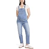 Motherhood Maternity womens Relaxed Fit Straight Leg Denim Pregnancy Overalls With Adjustable Straps and Pockets
