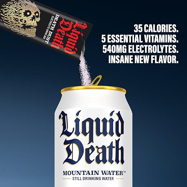 LIQUID DEATH ELECTROLYTE DEATH DUST – WATERMELON FLAVORED HYDRATION POWDER PACKETS – CONVICTED MELON – 12-STICK PACK – ELECTROLYTE REPLACEMENT