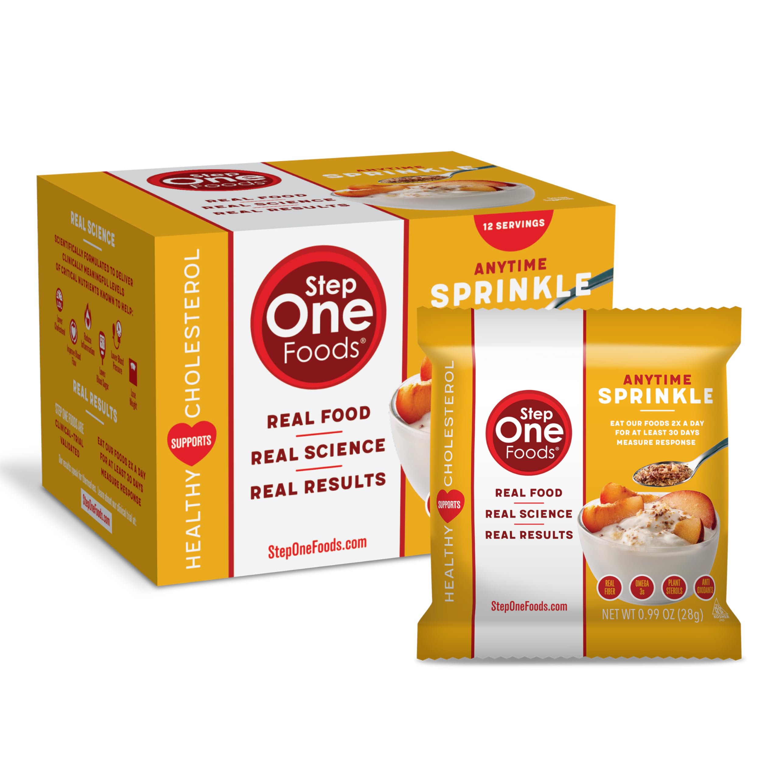 Step One Foods Anytime Sprinkle, Heart Healthy Snack Plant Sterols, Omega 3's and Dietary Fiber Gluten Free Vegan Granola (12 Pack)