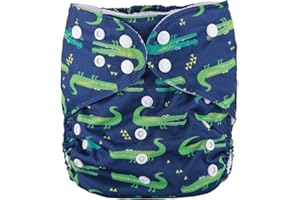 SIGZAGOR 2 to 7 Years Old Junior Big Cloth Diaper Nappy Pocket Reusable Washable Baby (Crocodile)