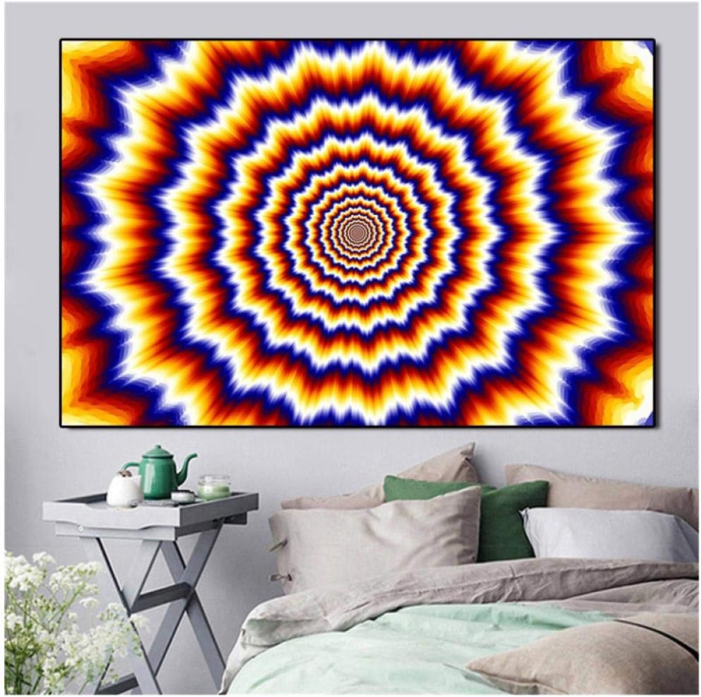caomei Fractal Explosion Illusion Trippy Acid Psychedelic HD Canvas Painting Posters and Prints Wall Art Bar Home Decor -50x80cm(no Frame)