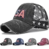 GONOSEED 【4 Colors】 4th of July Hat Baseball Caps 4th of July Accessories Fourth of July Outfits for Women USA Hat