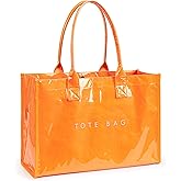 KALIDI PVC Tote Bag Women’s Kraft Paper Work Handbags Purses with Top Handle